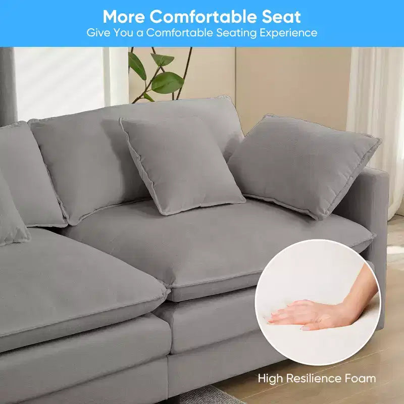 Canapé modulable en U Mjkone 113'', canapé nuage à 5 places avec 2 poufs, canapé-lit moderne en chenille avec assise profonde
