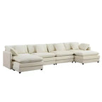 Mjkone Grand canapé modulaire 148'', canapé en forme de U à 6 places en tissu chenille, assise profonde avec 2 poufs