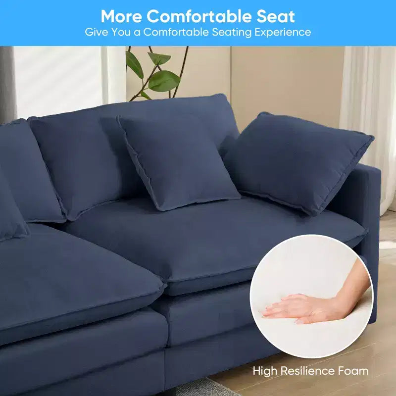Mjkone Grand canapé modulaire 148'', canapé en forme de U à 6 places en tissu chenille, assise profonde avec 2 poufs