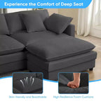 Mjkone Grand canapé modulaire 148'', canapé en forme de U à 6 places en tissu chenille, assise profonde avec 2 poufs
