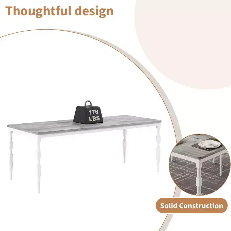 Table de salle à manger rectangulaire Senfot de 180 cm pour 8 personnes, table de cuisine rustique de style ferme avec grand plateau, longue table de salle à manger en bois avec pieds robustes