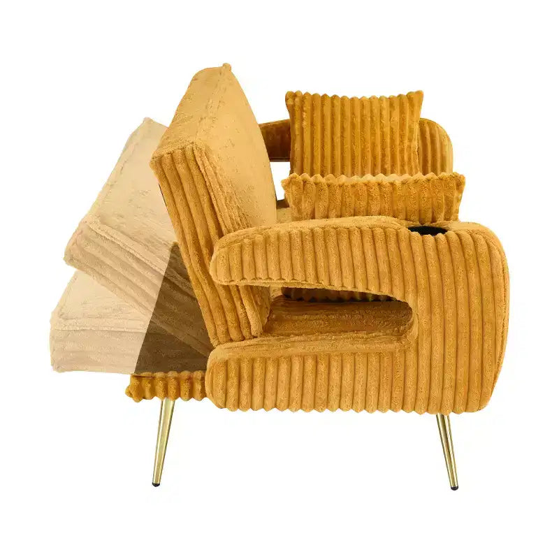 Canapé Zeus & Ruta minimaliste en velours côtelé avec coussins décoratifs