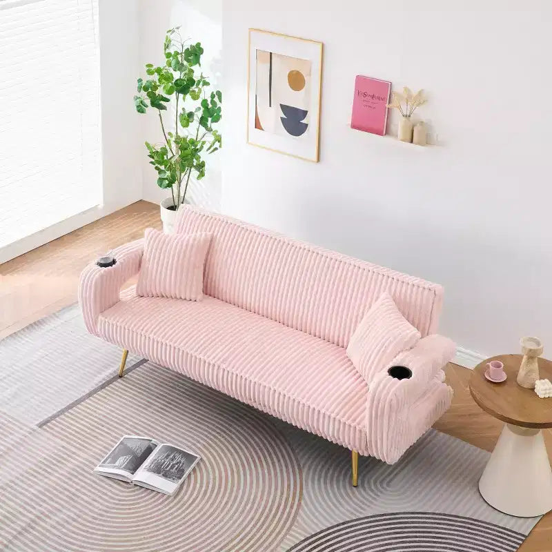 Canapé Zeus & Ruta minimaliste en velours côtelé avec coussins décoratifs