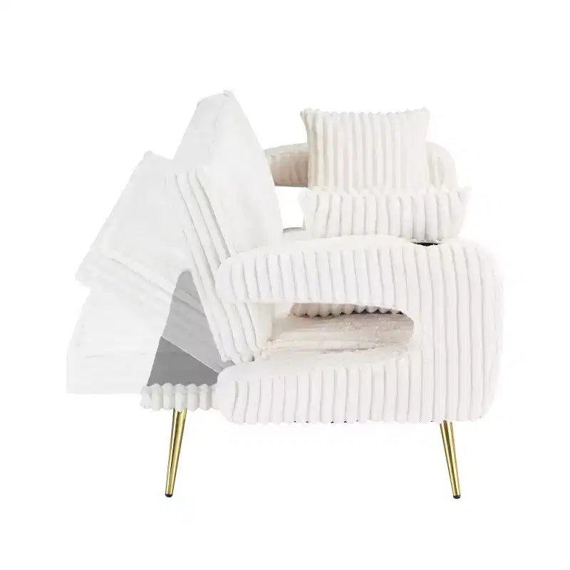 Canapé Zeus & Ruta minimaliste en velours côtelé avec coussins décoratifs