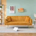 Zeus & Ruta Minimalist Corduroy Sofa with Throw Pillows