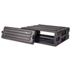 SKB 3U Roto Rack Case - Protection d'équipement en polyéthylène durable, empilable, étanche avec fermetures tournantes et pieds en caoutchouc pour musiciens, noir