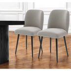 HomeRoots – Ensemble de deux chaises de salle à manger latérales en tissu rembourré gris et noir