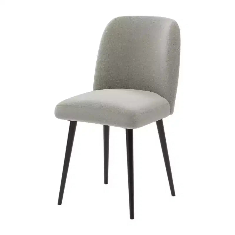 HomeRoots – Ensemble de deux chaises de salle à manger latérales en tissu rembourré gris et noir