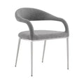 HomeRoots Set of Two Gray And Silver Upholstered Polyester Open Back Dining Arm Chairs