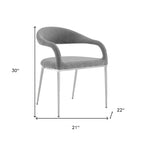 Lot de deux chaises de salle à manger HomeRoots, dossier ouvert, en polyester rembourré gris et argenté