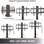 Support TV motorisé VEVOR avec pivot, hauteur réglable 73-173 cm pour téléviseurs 32-70 pouces, télécommandé, capacité 70 kg, noir