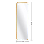 Whisen Miroir de porte mince 47x14 pouces, verre HD avec cadre en aluminium antirouille