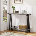 Console Table Entryway Table - 43.3'' Farmhouse Narrow Console with Storage, 2 Tier Sofa Table with Metal Frame & MDF