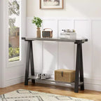Console Table Entryway Table - 43.3'' Farmhouse Narrow Console with Storage, 2 Tier Sofa Table with Metal Frame & MDF