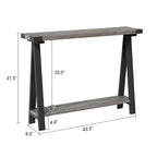 Console - Table d'entrée - Console étroite de 110 cm de style ferme avec rangement, table de canapé à 2 niveaux avec cadre en métal et MDF