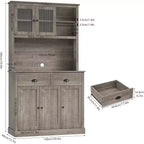 TROPOW Meuble de Rangement de Cuisine de Ferme avec Tiroirs et Étagères Réglables, Meuble de Rangement Autonome de 180 cm de Haut, Meuble de Bar à Café