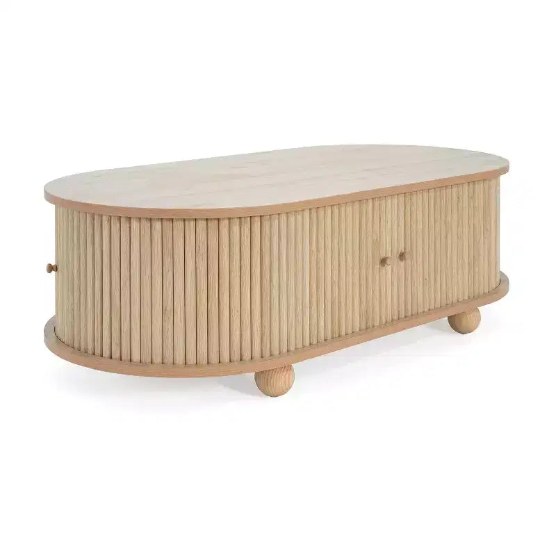 Table basse ovale avec porte accordéon - ModernLuxe