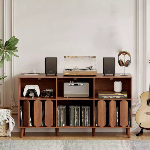 55 Large Record Player Stand, Vinyl Record Storage Cabinet,Modern Turntable Stand with Wood Legs,Record Player Table for Bedroom Living Room Office
