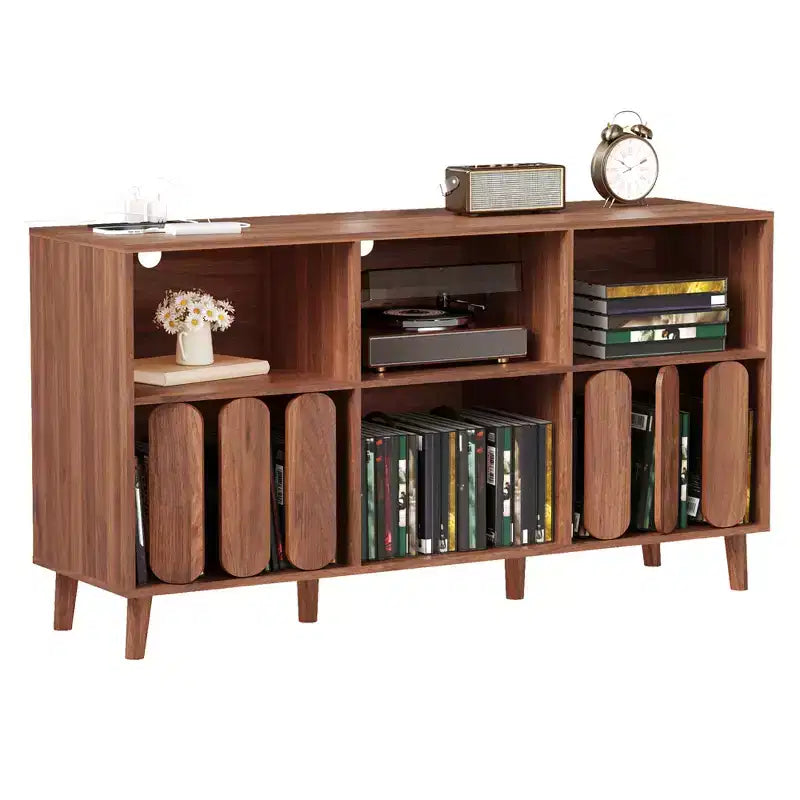 Meuble de rangement pour tourne-disque, meuble de rangement pour disques vinyles, meuble moderne pour platine vinyle avec pieds en bois, table de platine vinyle pour chambre à coucher, salon, bureau