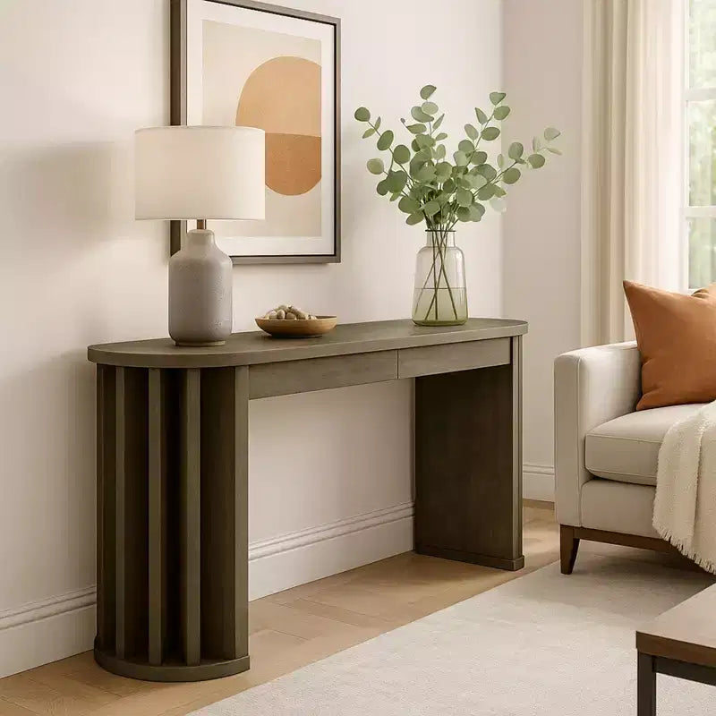 Console avec pieds évasés et bord ovale moderne Merax