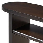 MAYEERTY Table console élégante et minimaliste avec bords arrondis et étagère robuste pour salon, couleur expresso