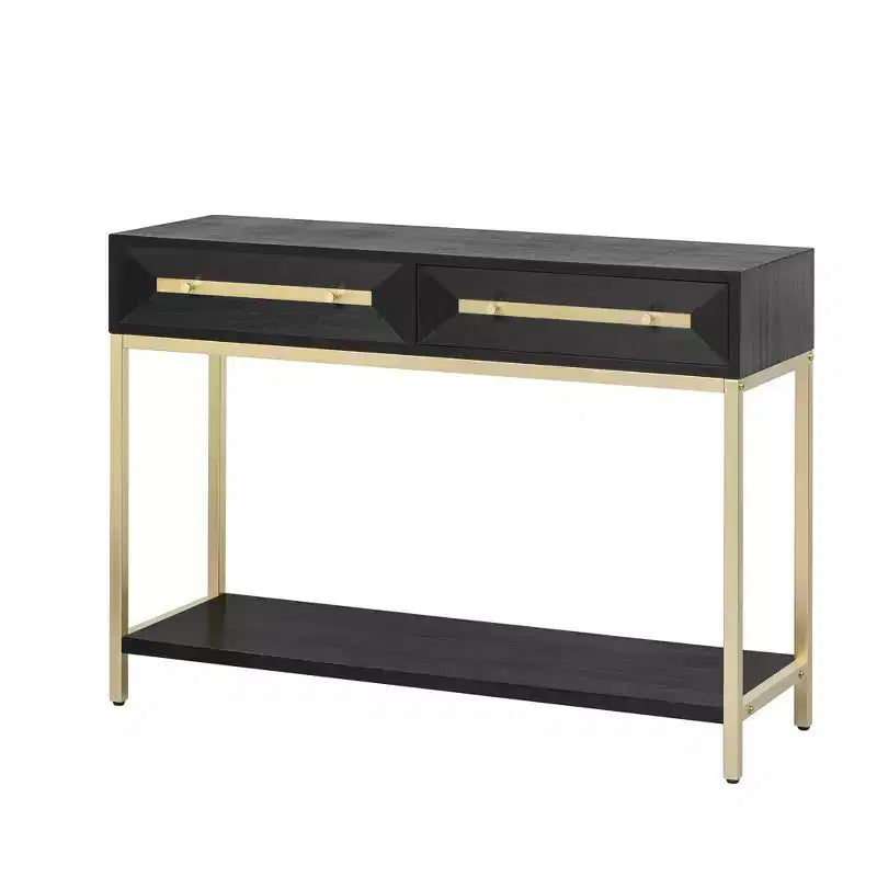MAYEERTY Table console avec deux tiroirs Design géométrique rétro saisissant pour le salon Noir