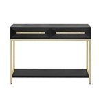 MAYEERTY Table console avec deux tiroirs Design géométrique rétro saisissant pour le salon Noir