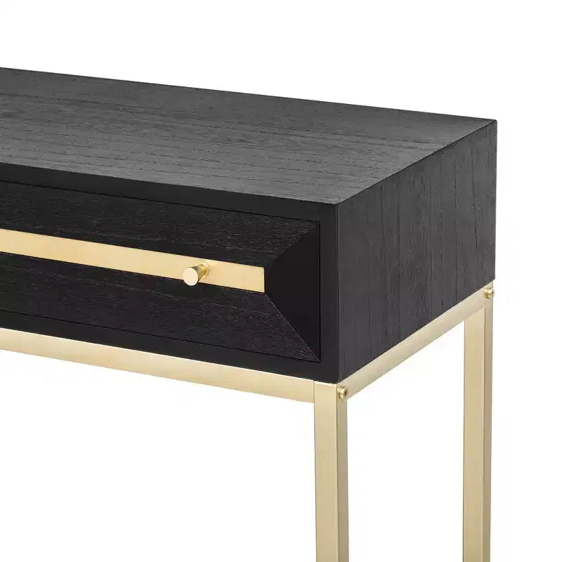 MAYEERTY Table console avec deux tiroirs Design géométrique rétro saisissant pour le salon Noir