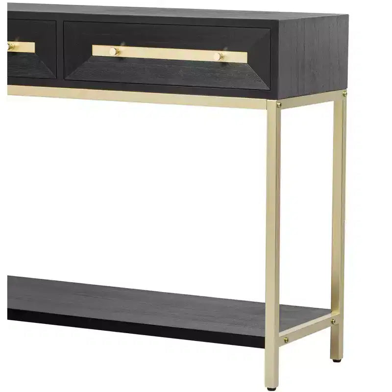 MAYEERTY Table console avec deux tiroirs Design géométrique rétro saisissant pour le salon Noir