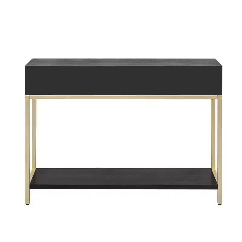 MAYEERTY Table console avec deux tiroirs Design géométrique rétro saisissant pour le salon Noir
