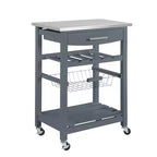 30Mobile Îlot de Cuisine Roulant Chariot de Service avec Tiroir Inférieur et Panier de Rangement Coulissant en Fil de Fer