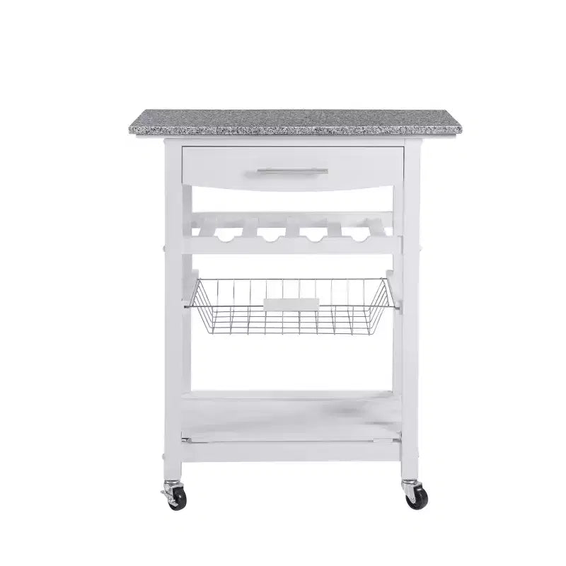 30Mobile Îlot de Cuisine Roulant Chariot de Service avec Tiroir Inférieur et Panier de Rangement Coulissant en Fil de Fer