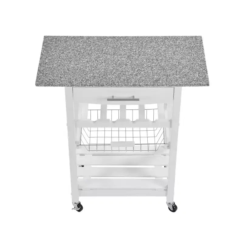 30Mobile Îlot de Cuisine Roulant Chariot de Service avec Tiroir Inférieur et Panier de Rangement Coulissant en Fil de Fer
