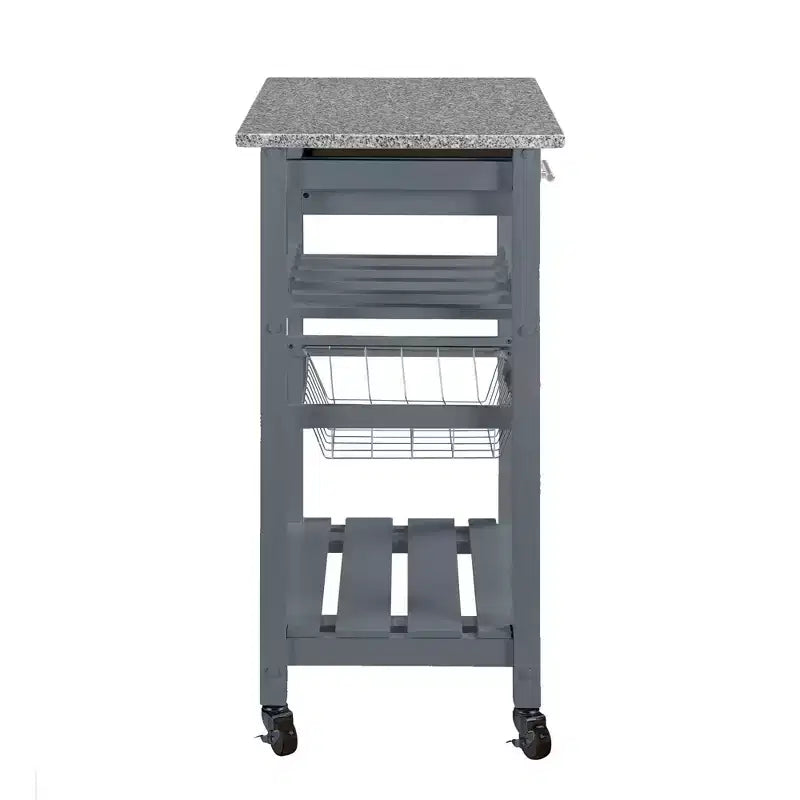 30Mobile Îlot de Cuisine Roulant Chariot de Service avec Tiroir Inférieur et Panier de Rangement Coulissant en Fil de Fer