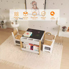 Ensemble Table d'activités 4-en-1 avec plateau amovible, table avec tiroirs et étagère, mobilier multifonctionnel pour tout-petits pour le dessin et la lecture