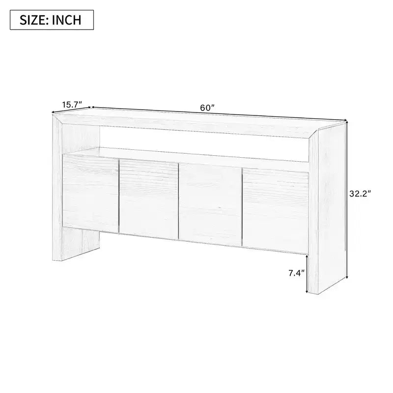Buffet moderne Merax à 4 portes avec étagère ouverte