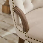 Lot de 2 chaises de salle à manger Zeus & Ruta en velours vintage avec bordure touffetée faite à la main, poignées en bois massif et clous décoratifs en cuivre