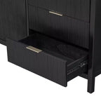 Buffet Okak en bois, Meuble de rangement avec portes incurvées en relief, Console pour Cuisine, Salon, Bureau