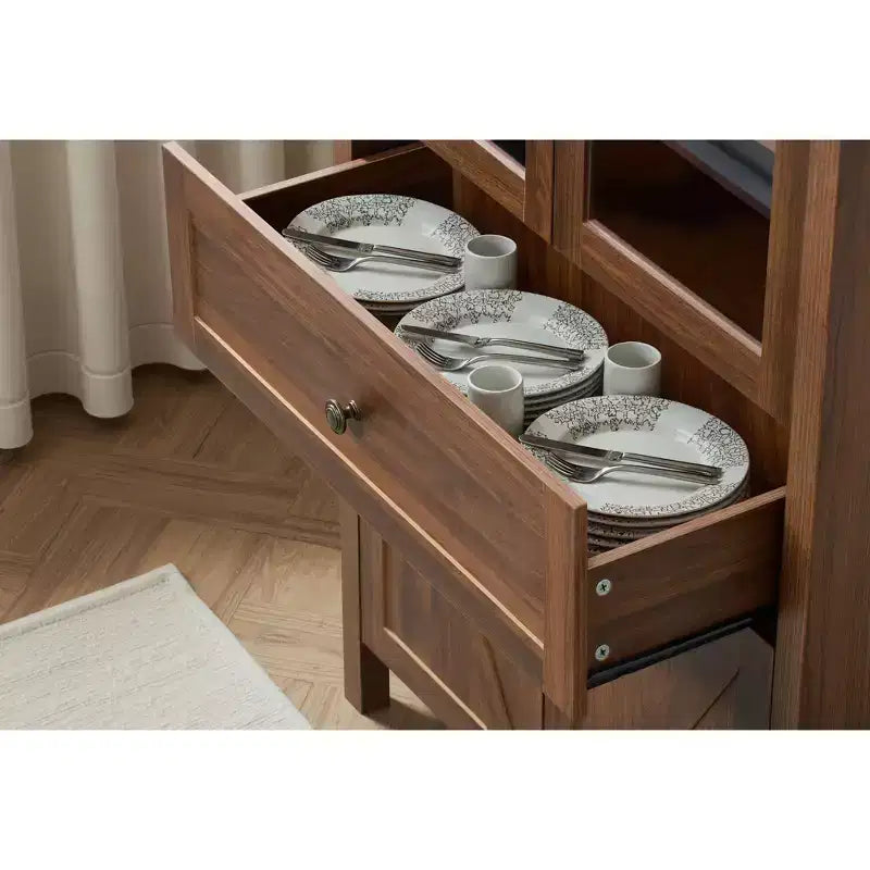 Meuble de cuisine Okak Dome, Armoire haute avec tiroir et 4 portes, Buffet polyvalent pour salon et salle à manger