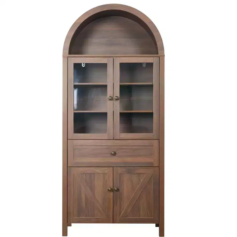 Meuble de cuisine Okak Dome, Armoire haute avec tiroir et 4 portes, Buffet polyvalent pour salon et salle à manger