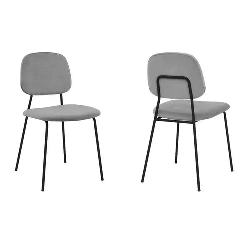 Armen Living,Lucy Grey Velvet and Metal Dining Room Chairs - Set of 2