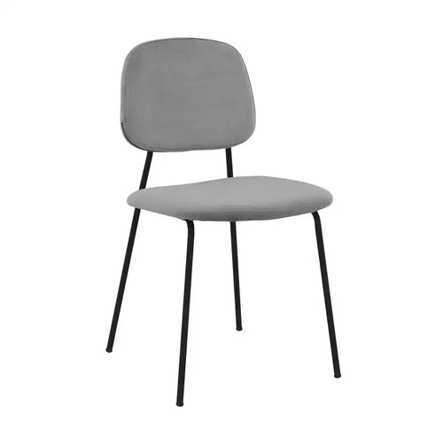 Armen Living, Chaises de salle à manger Lucy en velours gris et métal - Lot de 2