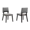 Armen Living,Channell Wood Dining Chair in Black Finish with Charcoal Fabric - Set of 2