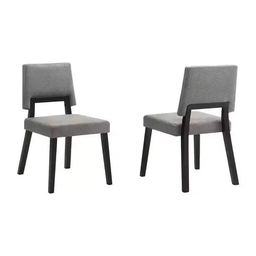 Armen Living,Channell Wood Dining Chair in Black Finish with Charcoal Fabric - Set of 2