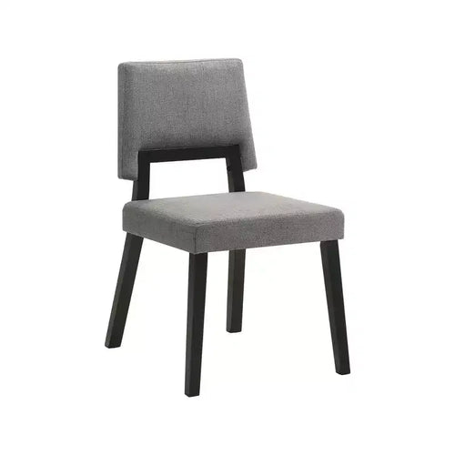 Armen Living, Chaise de salle à manger en bois Channell, finition noire et tissu anthracite - Lot de 2
