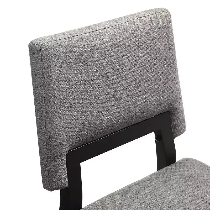 Armen Living, Chaise de salle à manger en bois Channell, finition noire et tissu anthracite - Lot de 2