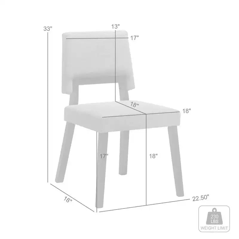 Armen Living, Chaise de salle à manger en bois Channell, finition noire et tissu anthracite - Lot de 2