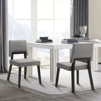 Armen Living, Chaise de salle à manger en bois Channell, finition noire et tissu anthracite - Lot de 2