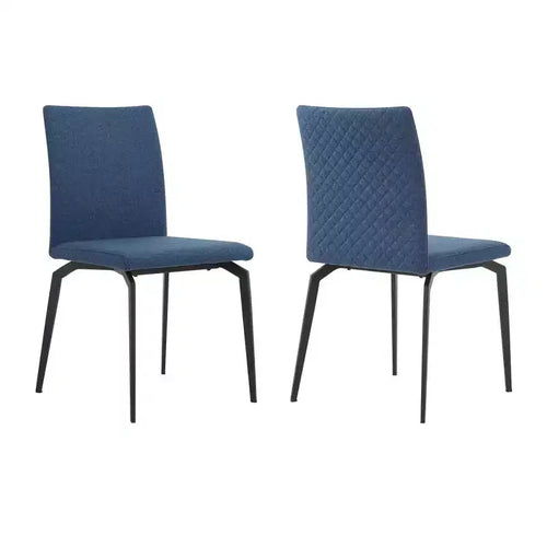 Armen Living,Lyon Blue Fabric and Metal Dining Room Chairs - Set of 2