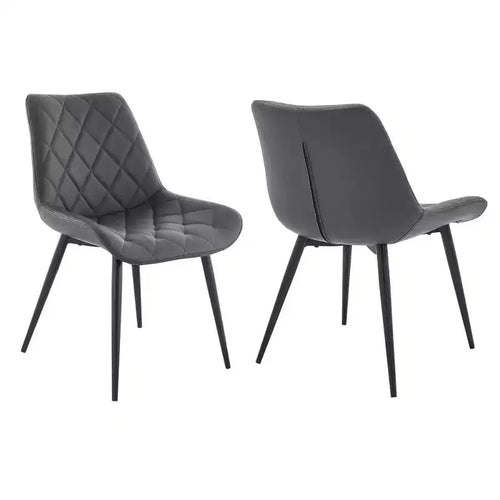 Armen Living,Loralie Gray Faux Leather and Black Metal Dining Chairs - Set of 2
